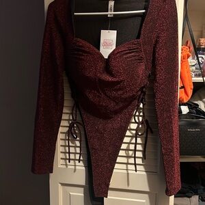 Red Long Sleeve Bodysuit